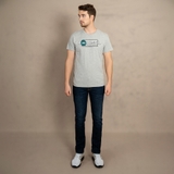 ÁO THUN NAM CỔ TRÒN TAY NGẮN XUẤT MỸ THÊU LOGO NGỰC MÀU XÁM AT4610L4