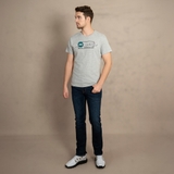 ÁO THUN NAM CỔ TRÒN TAY NGẮN XUẤT MỸ THÊU LOGO NGỰC MÀU XÁM AT4610L4