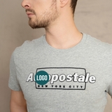 ÁO THUN NAM CỔ TRÒN TAY NGẮN XUẤT MỸ THÊU LOGO NGỰC MÀU XÁM AT4610L4