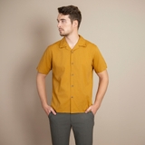 ÁO SƠ MI NAM LINEN TAY NGẮN CỔ DANTON MÀU NÂU VÀNG SM4429D-B1