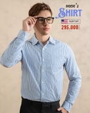 ÁO SƠ MI NAM TAY DÀI XUẤT MỸ KẺ SỌC DỌC XANH DƯƠNG SM4830L11