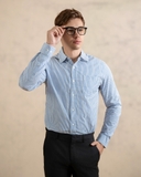 ÁO SƠ MI NAM TAY DÀI XUẤT MỸ KẺ SỌC DỌC XANH DƯƠNG SM4830L11