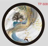 Đèn tranh led gắn tường 3D tuần lộc vàng dải vân trừu tượng