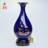Bình Tỳ Bà Hút Lộc Gốm Sứ Xanh Tím Vẽ Mã Đáo Thành Công