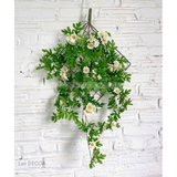 Cành hoa Dã Quỳ trang trí tiểu cảnh, bồn hoa, giỏ treo decor nhà cửa LanDecor 90cm (Trắng/vàng) - HC1097