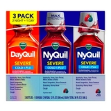 Siro cảm Vicks DayQuil & NyQuil Cold & Flu Severe 354ml x3 chai (1 Day + 2 Night Berry Flavor)