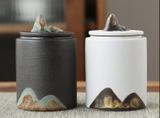 Bộ bình trà camping gốm mộc hình núi 4/5 món