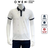 Áo Thun polo Nam Tay Ngắn Có Cổ Owen APV233180 Màu trắng dáng Body Fit chất liệu cotton