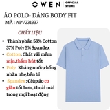 Áo Thun polo Nam Tay Ngắn Có Cổ Owen APV231337 màu xanh birdeyes dáng body fit vải cotton