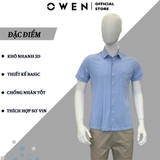 Áo Sơ Mi Nam Tay Ngắn Owen AB230102NT màu xanh tím nhạt dáng suông tà bằng có túi chất liệu Knit