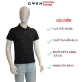 Áo Sơ Mi Nam Tay Dài Owen AR230701DT màu xanh đậm kẻ vuông Dáng suông tà lượn có túi chất liệu Viscose