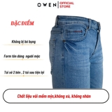 Quần Jean Nam Owen Quần Bò Nam QJS230154 màu xanh nhạt trơn dáng slim fit Chất liệu Denim Cotton Spandex