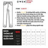 Quần Jean Nam Owen Quần Bò Nam QJS230154 màu xanh nhạt trơn dáng slim fit Chất liệu Denim Cotton Spandex