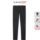 Quần Tây Nam Owen QST231482 màu ghi kẻ caro dáng slim fit cạp tăng đơ vải nano