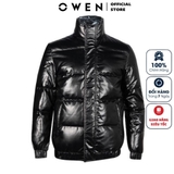 Áo Khoác Jacket Owen JK220725 Màu Đen bóng Dáng Regular Fit không mũ Vải Polyester