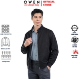 Áo Khoác Jacket Owen JK231605 màu đen sọc họa tiết chìm dáng regular fit cổ đứng  áo khoác nhẹ chất liệu Polyester