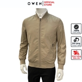 Áo Khoác Jacket Owen JK231611 Màu be nhạt Dáng Regular Fit cổ bomber Vải Polyester