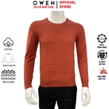 Áo len nam Owen ALD220759 Cam đỏ dáng regular fit  Chất vải cotton