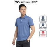 Áo Thun Polo Nam Cổ Bẻ Aristino APS019S3 màu xanh tím than 35 kẻ jacquard