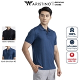 Áo Thun Polo Nam Cổ Bẻ Aristino APS092S2 Màu Đen Và Xanh Tím Than Dáng Regular Fit Vải Polyester Thể Thao