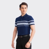 Áo Thun Polo Nam Cổ Bẻ Aristino APS016S3 màu Xanh tím than 5 kẻ Jacquard