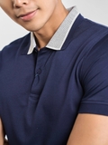 Áo Thun polo Nam Tay Ngắn Có Cổ Owen APT231406 màu xanh navy dáng body fit vải cotton