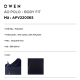 Áo Thun polo Nam Tay Ngắn Có Cổ Owen APV220365 Màu Xanh Navy Dáng Body Fit Vải Polyester