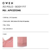 Áo Thun polo Nam Tay Ngắn Có Cổ Owen APV231346 màu hồng dáng body fit vải cotton