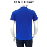 Áo Thun polo Nam Tay Ngắn Có Cổ Owen APV233198 màu xanh phối trắng dáng Body fit chất liệu CVC Spandex