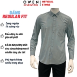 Áo Sơ Mi Nam Tay Dài Owen AR230609DT màu slub xám đá dáng regular fit tà lượn có túi chất liệu sợi tre