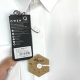 Áo Sơ Mi Nam Tay Dài Owen AS230111D màu dobby trắng dáng slim fit tà lượn không túi vải café