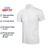 Áo Sơ Mi Nam Tay Ngắn Owen AB230320NT màu trắng dáng body fit tà bằng có túi vải nano