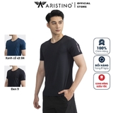 Áo Thun Nam Ngắn Tay Cổ Tròn Aristino ATS038S2 Dáng Slim Fit Chất Liệu Polyester Trơn Màu Đục Lỗ Thể Thao