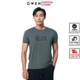 Áo Thun Nam Tay Ngắn Không Cổ Owen TSN231440 màu xanh rêu dáng body fit vải cotton