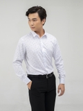 Áo Sơ Mi Nam Tay Dài Aristino ALS20209 Màu Trắng In Lá Xanh Kiểu Dáng Slim Fit Chất Liệu Cotton