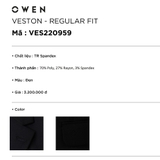 Ves bộ OWEN VES220959 Màu đen Dáng Regular Fit Vải Polyester