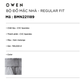 Bộ mặc nhà OWEN BMN221189 Màu Xám Nhạt Melange Dáng Regular Fit Bo Gấu Vải CVC Spandex