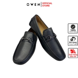 Giầy tây Owen GD233345 màu đen sần kiểu giày lười Moccasin đế âm chất liệu da thật