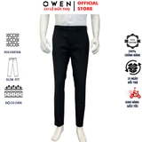Quần Tây Nam Owen QV231684 màu đen trơn dáng slimfit cạp tăng đơ  vải polyester