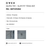 Quần Tây Nam Owen QST231262 màu kẻ caro ghi sáng dáng slim fit vải polyester