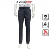 Quần Tây Nam Owen QRT231737 màu xám đen trơn dáng regular fit cạp tăng đơ vải polyester