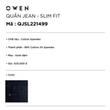 Quần Jean Nam Owen Quần Bò Nam QJSL221499 xanh đậm Dáng Slim Fit vải denim cotton