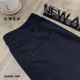 Quần jogger nam owen JG23286 Màu Đen Viền Ghi Túi Dáng Regular Fit Bo Gấu Vải visco