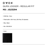 Quần jogger nam owen JG23294 Màu đen Dáng Regular Fit bo gấu Vải visco