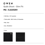 Quần Short Nam Owen SJ220261 Màu Đen Dáng Slim Fit Chất liệu Cotton