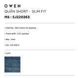 Quần Short Nam Owen SJ220263 Màu Xanh Dáng Slim Fit Chất Vải Cotton