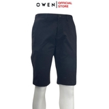 Quần Short Nam Owen SK241226 sóc kaki màu đen trơn dáng slim fit chất liệu CVC spandex