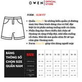 Quần Short Nam Owen SK241226 sóc kaki màu đen trơn dáng slim fit chất liệu CVC spandex