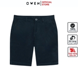 Quần Short Nam Owen SK241232 sóc kaki màu xanh đen dáng slim fit chất liệu CVC spandex