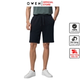 Quần Short Thể Thao Nam Owen SN231413 màu đen trơn dáng regular fit vải cotton